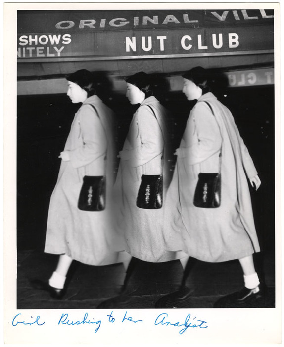 Girl rushing to her analyst (distortion)