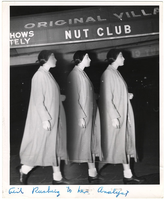 Girl rushing to her analyst (distortion)