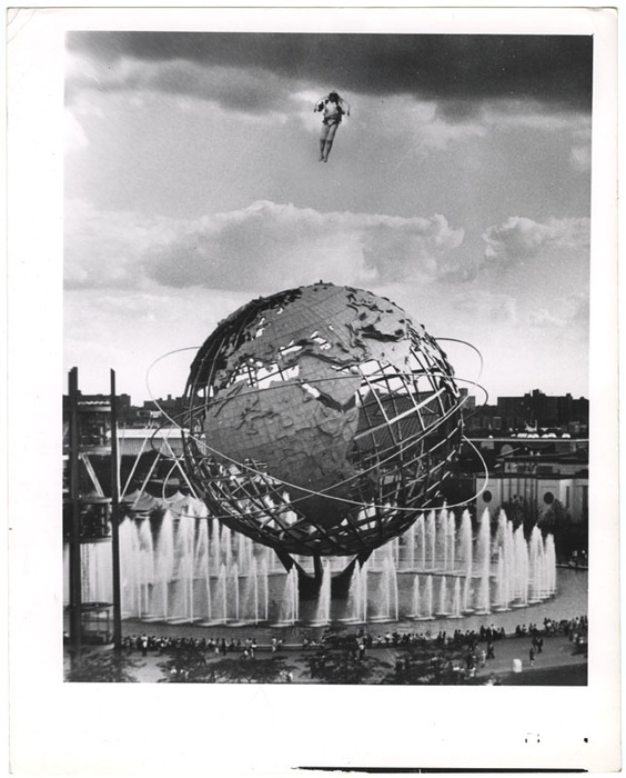 Jet Man Flying Over Unisphere (distortion)