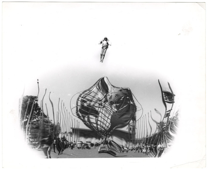 Jet Man Flying Over Unisphere (distortion)