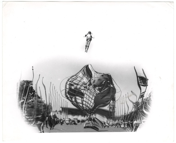 Jet Man Flying Over Unisphere (distortion)