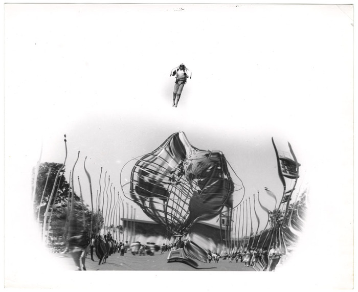 Jet Man Flying Over Unisphere (distortion)