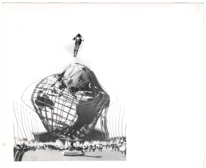Jet Man Flying Over Unisphere (distortion)