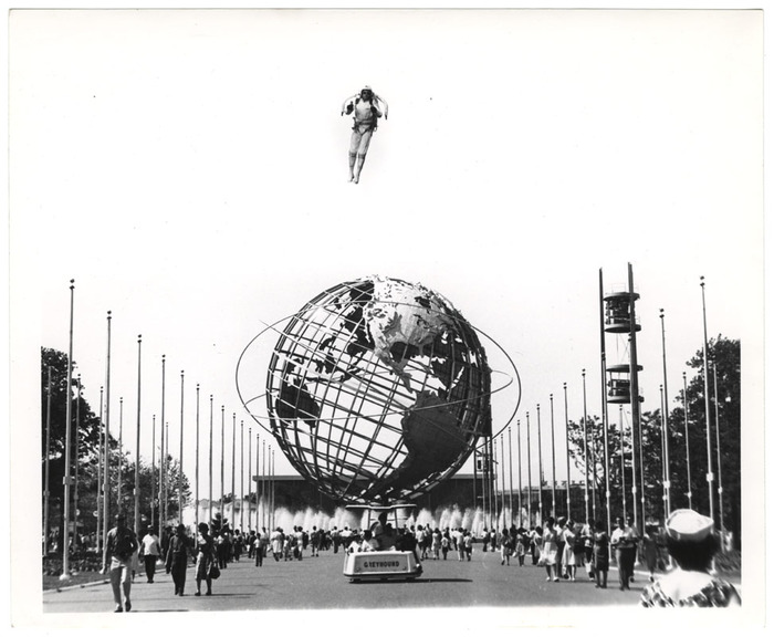 Jet Man Flying Over Unisphere (distortion)