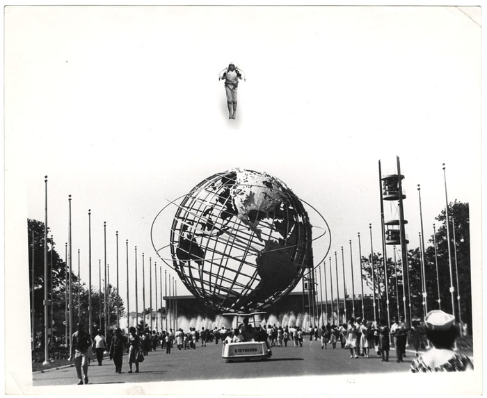 Jet Man Flying Over Unisphere (distortion)