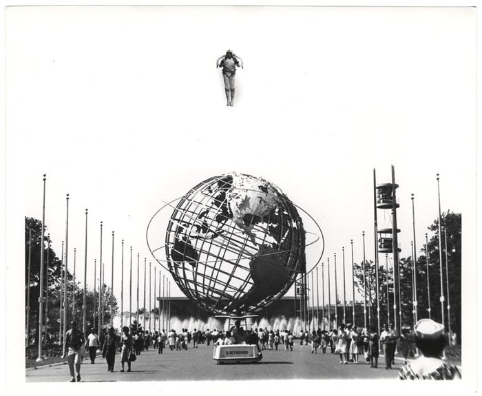 Jet Man Flying Over Unisphere (distortion)