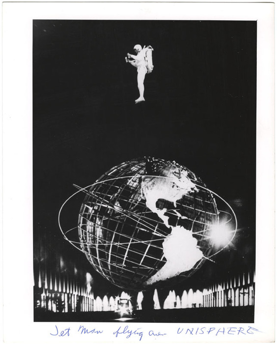 Jet Man Flying Over Unisphere (distortion)