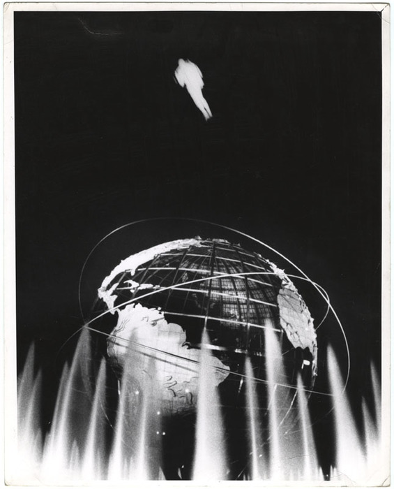 Jet Man Flying Over Unisphere (distortion)