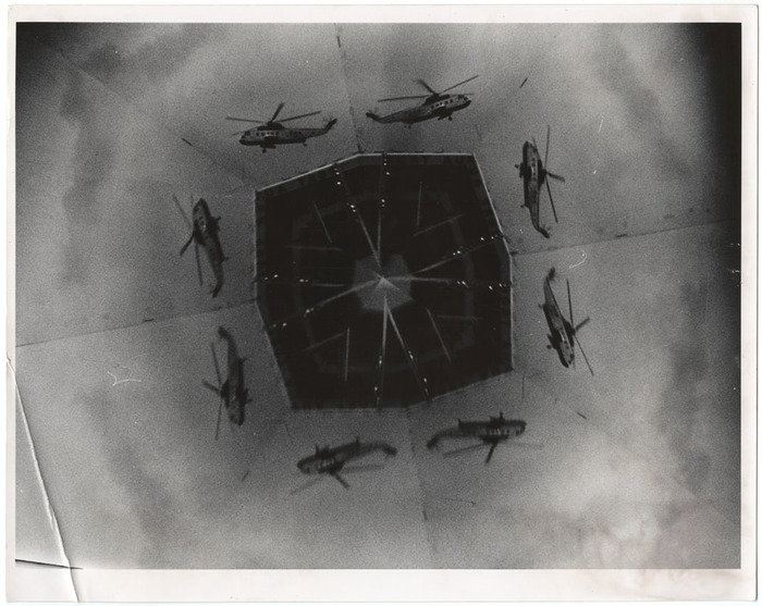 Helicopter Over the Port Authority Heliport (distortion)