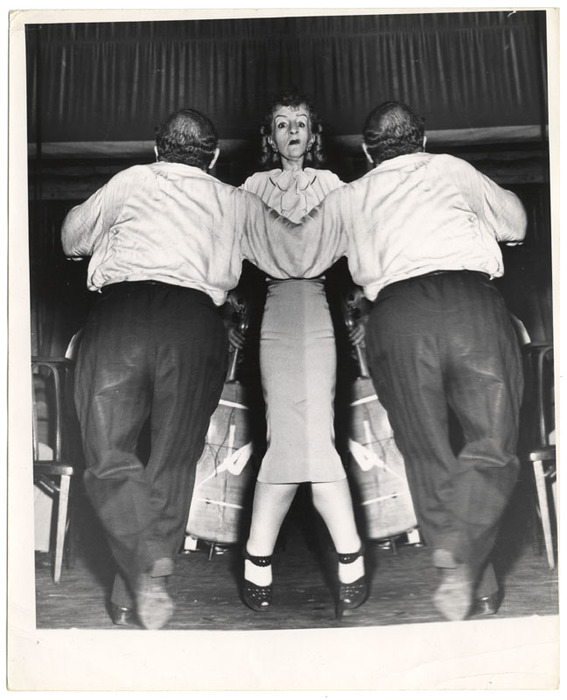 [Rehearsal for "Three Gifts" at Yiddish Art Theatre, New York, distortion]