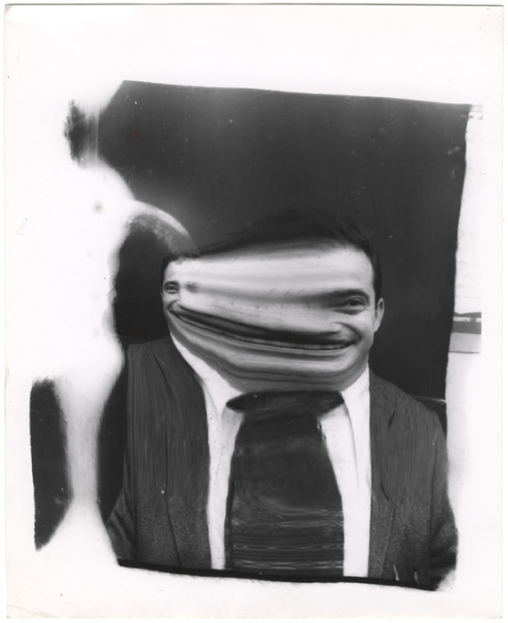 Portrait of a man, laughing (distortion)