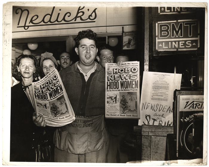 [Newsdealers are on strike; The Hobo News and Nedicks]
