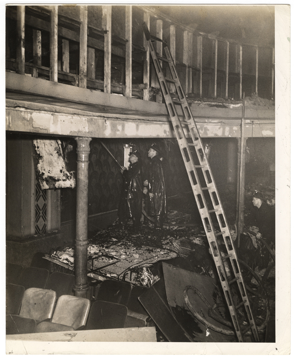 [Extinguishing a fire in a theater]