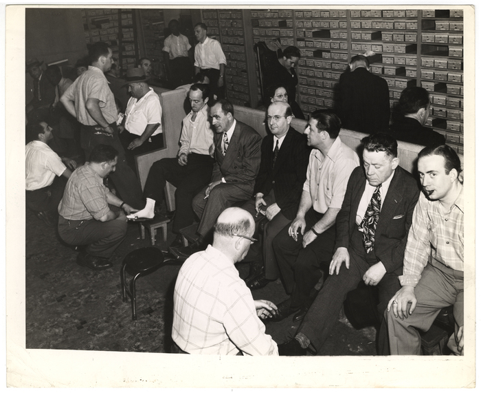 "Business at this store was up 500% over last Sunday. The men were out in force, too. Both sexes were going in for more durable shoes."