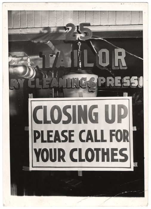 "Wartime New York: Our Little Businessmen Bounced Around by War... Tailor going out of business."