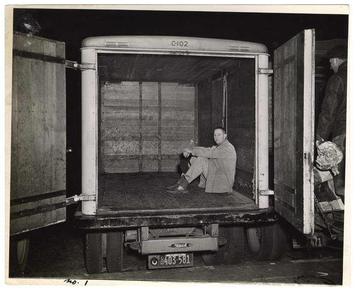 [Man in an empty food truck]