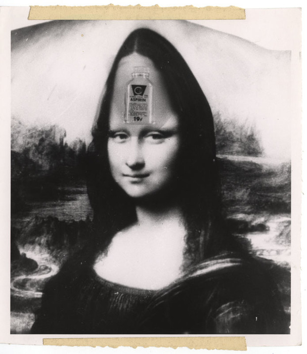 [Mona Lisa with bottle of aspirin distortion]