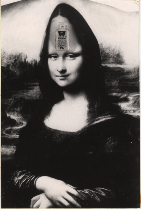 [Mona Lisa with bottle of aspirin distortion]
