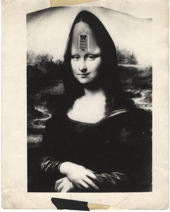 [Mona Lisa with bottle of aspirin distortion]