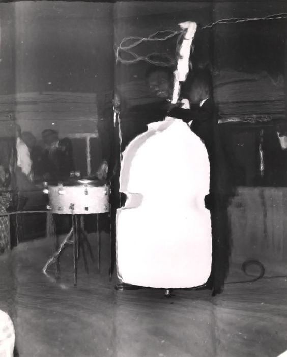 [Bassist and drummer distortion]