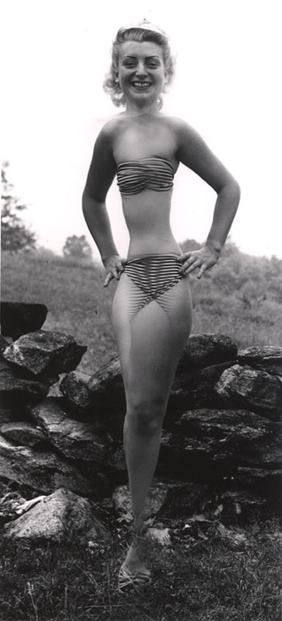 Blonde model posing out-of-doors