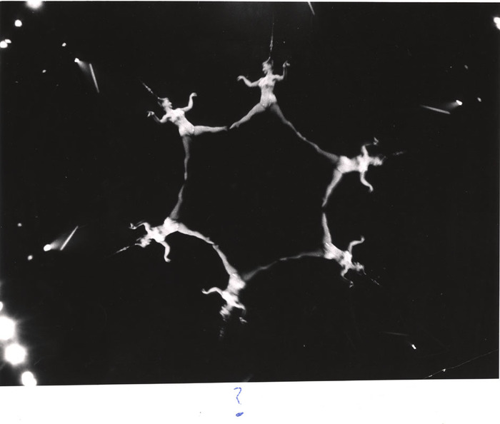 ? (Acrobat, hanging from her hair)