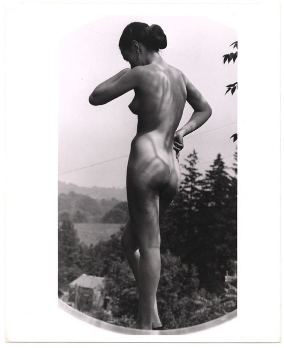 Model on rocks