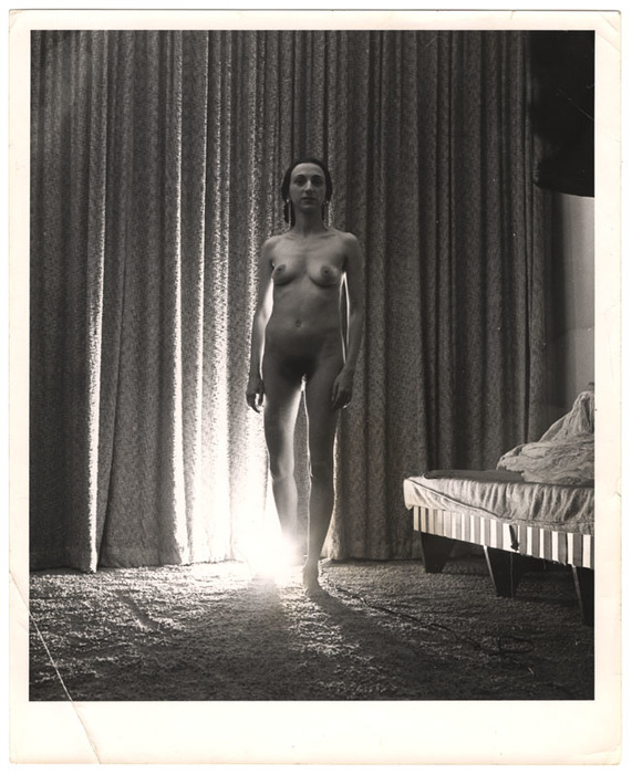 Woman standing and light on floor