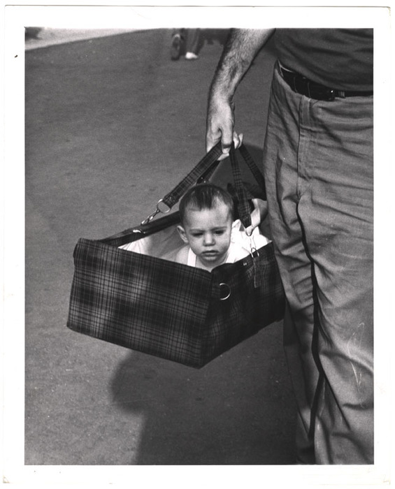 Baby boy in a basket