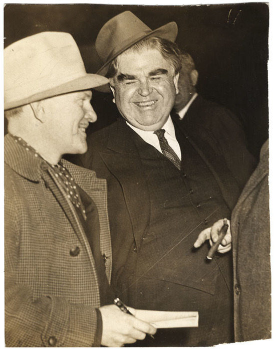 [John L. Lewis and reporter]