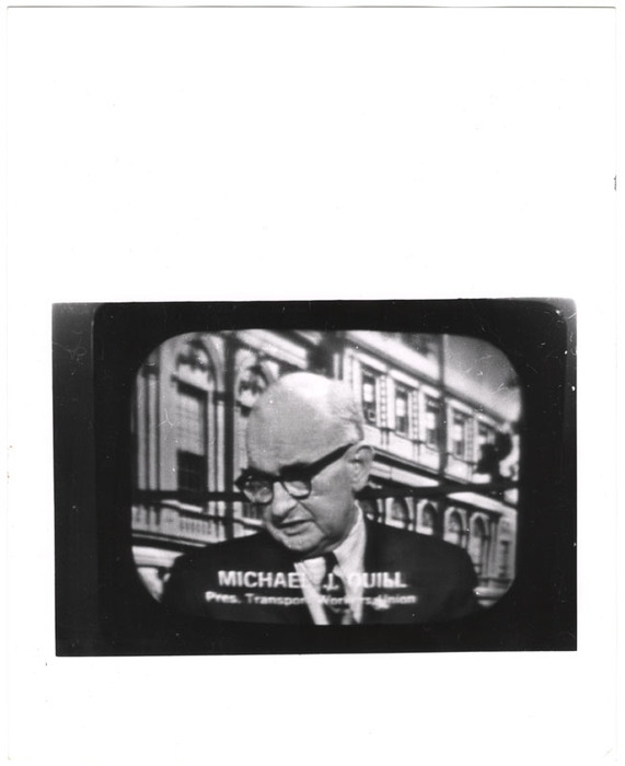 [Televised image of Mike Quill]