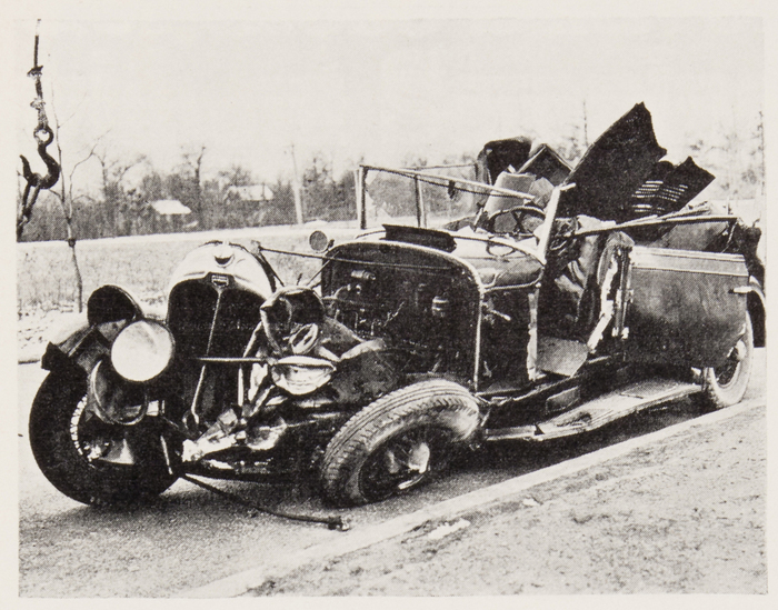 Auto accidents make good selling pictures. In the one above, five people were burned to death. Mr. Fellig sold five copies of the picture, at $5 each.