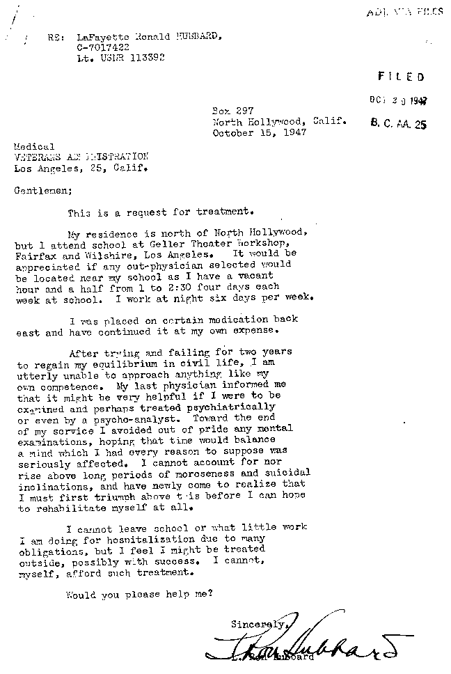 hubbard's unanswered letter