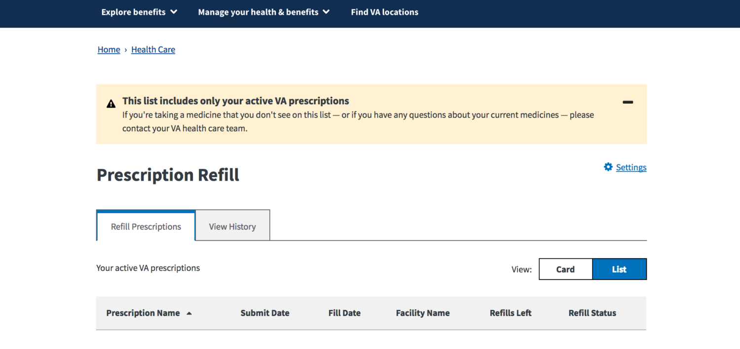 Veterans Can Get Their Prescriptions Refilled Entirely SITREP