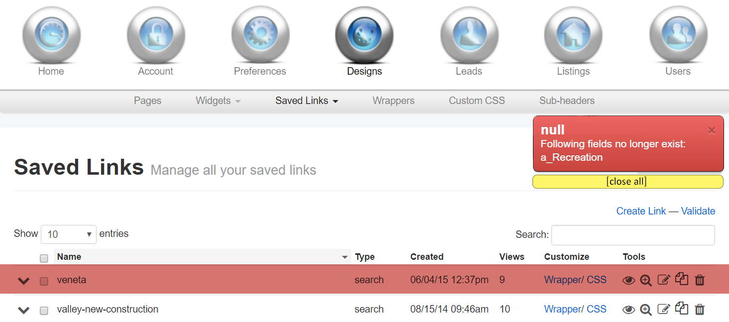 Validate errors