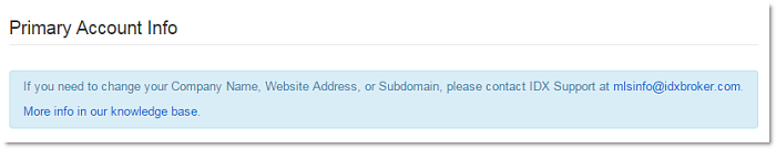 primary account info