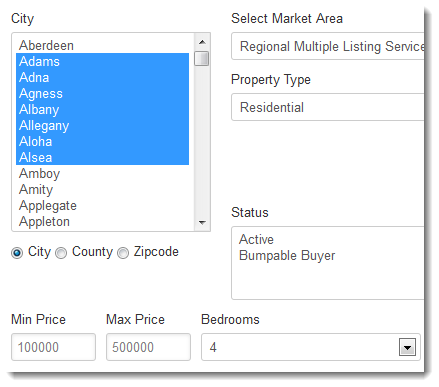 Search city list