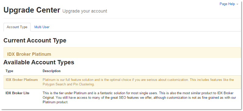 Upgrade Account Type