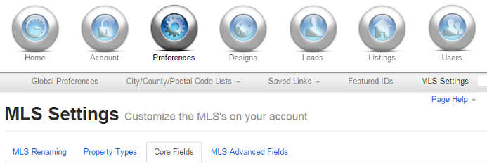 MLS Settings Navigation