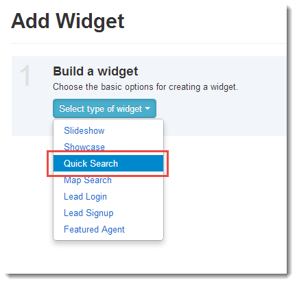 quick search dropdown