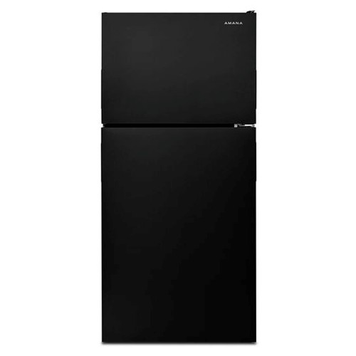 Amana 18 C/F Refrigerator with Top Freezer Wire Shelves, No Ice Maker, ART308FFDB, Black