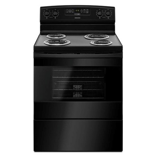 Amana 30" Freestanding Electric Range Coil Top, Clock, Timer, Window, Self Clean, ACR4303MFB, Black