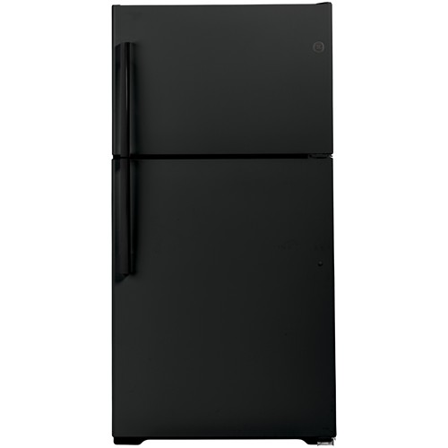 General Electric 21 C/F Refrigerator with Top Freezer, LED Lighting, Glass Shelves, No Ice Maker