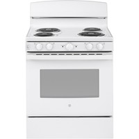 General Electric 30" Freetanding Electric Range, Coil Burners, Self Clean, JBS460DMWW , White