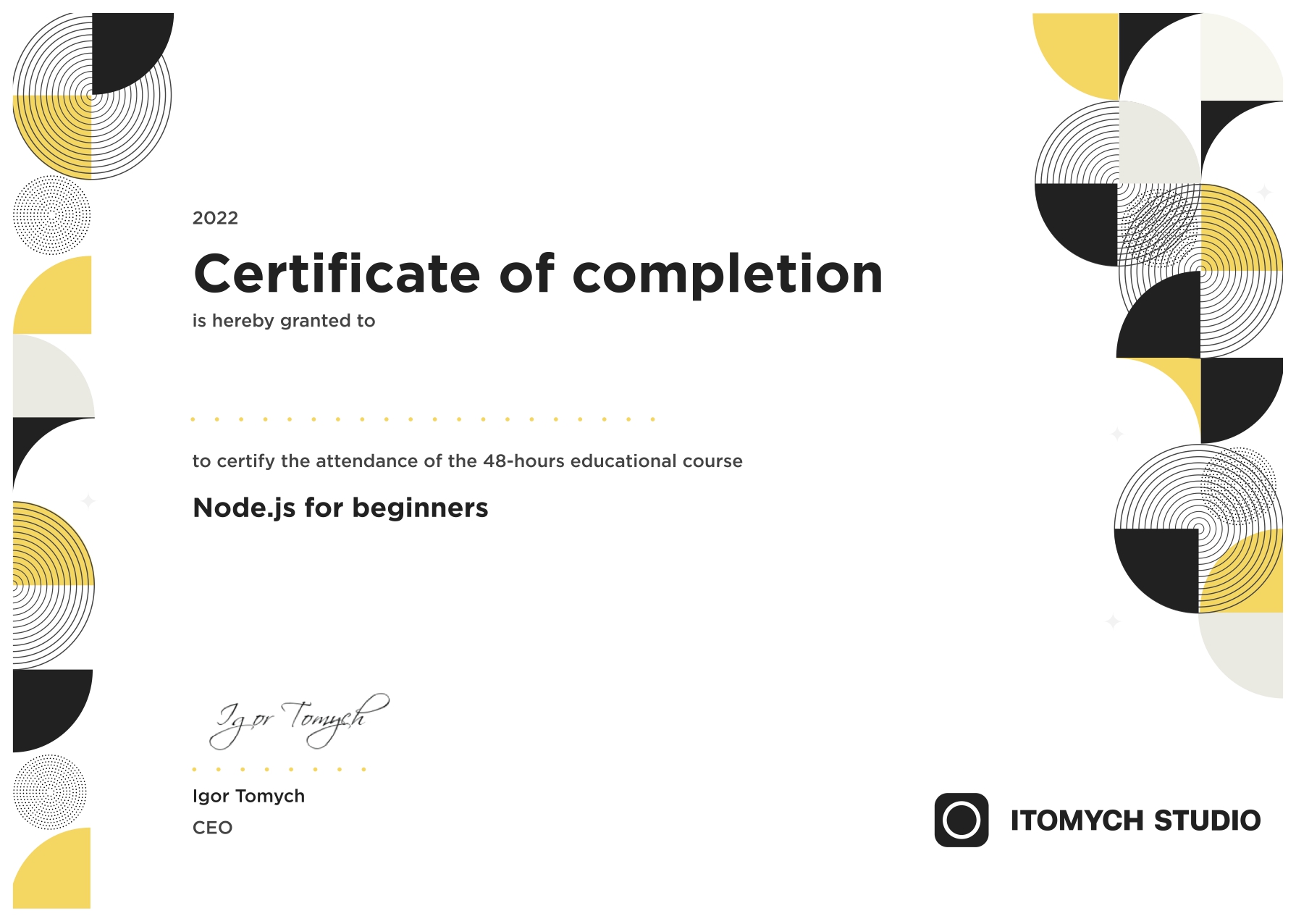 An image of certificate