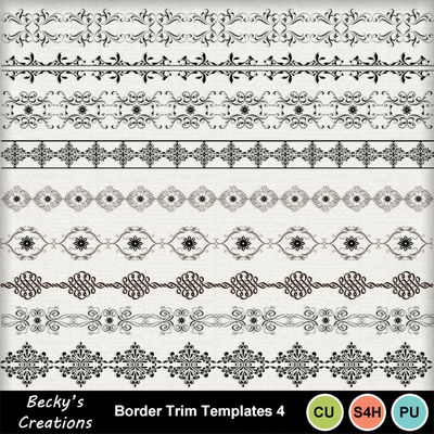 Digital Scrapbooking Kits | Border-Trim PNG Templates 4-(BC ...