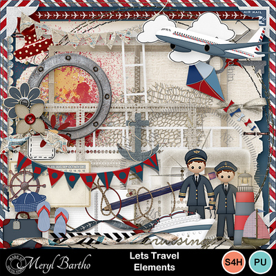 Digital Scrapbooking Kits Lets - LetsTravel Embellishment 1 