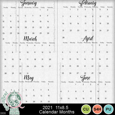 Digital Scrapbooking Kits | 2021 Trans Calendar 11x8_5-(QueenBr ...