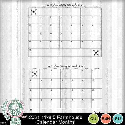 Digital Scrapbooking Kits | 2021 FarmTrans Calendar 11x8_5-(QueenBr ...