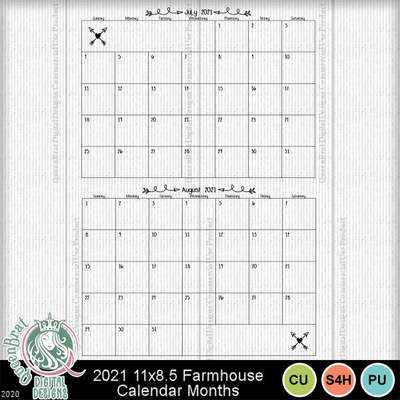 Digital Scrapbooking Kits | 2021 FarmTrans Calendar 11x8_5-(QueenBr ...